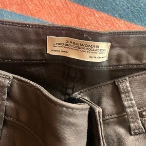 Zara black waxed jeans